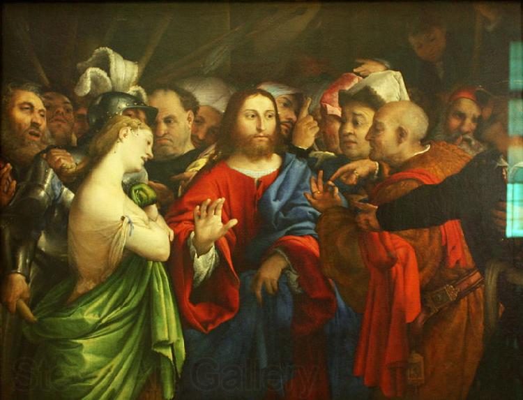 Lorenzo Lotto The adulterous woman. Spain oil painting art
